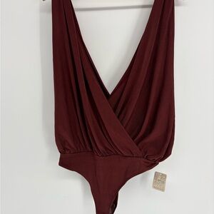 Free People Bodysuit New with Tags Red Maroon Nutmeg Size L
